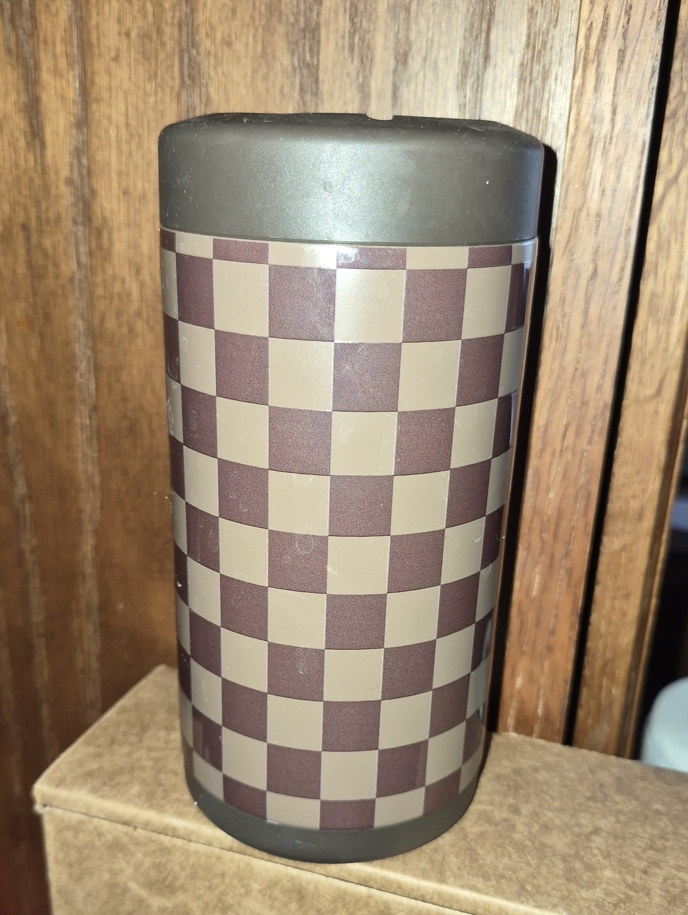 Hydrojug Checkerboard Travel Tumbler in Brown and Tan